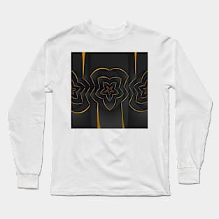 Golden pattern on blue background filling the frame. Long Sleeve T-Shirt